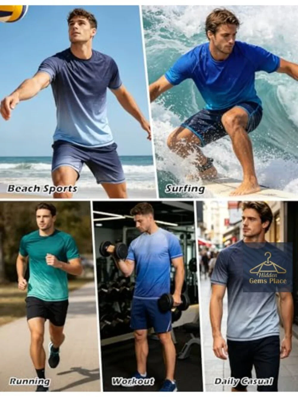 Men's UPF 50+ Rash Guard Swim Shirt Short Sleeve Sun Protection